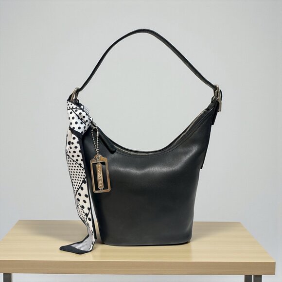 VTG Coach Legacy West Hobo 9823 Black Leather Nickel Shoulder Bucket Bag Y2K USA - Picture 1 of 10